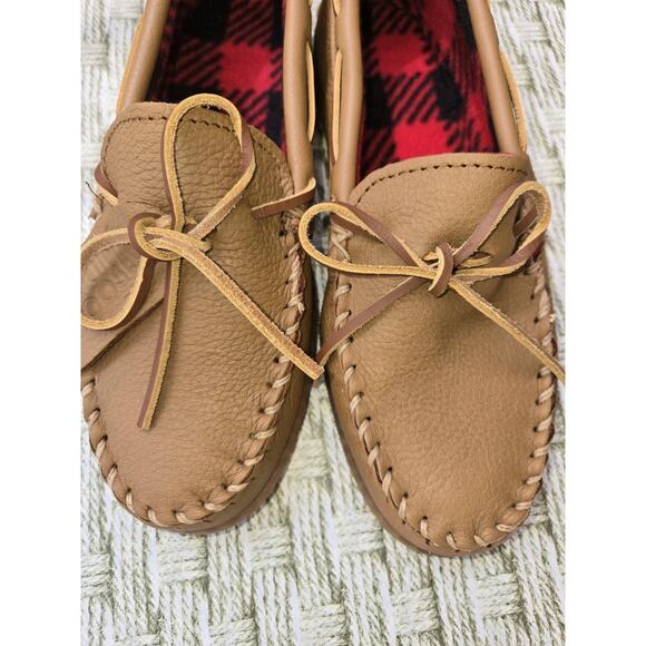 Minnetonka Men\'s Moosehide Leather Plaid Fleece Moccasin Size US 10 3950 main image 5